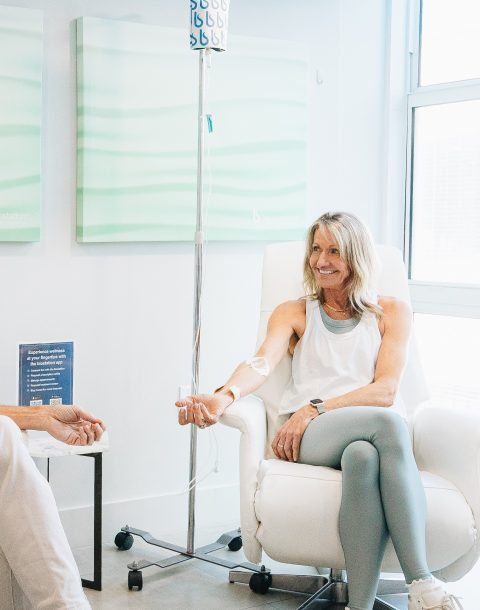 Woman recieving an IV infusion