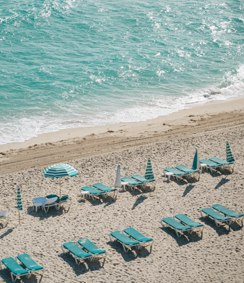 beachfront umbrellas ocean backgroup